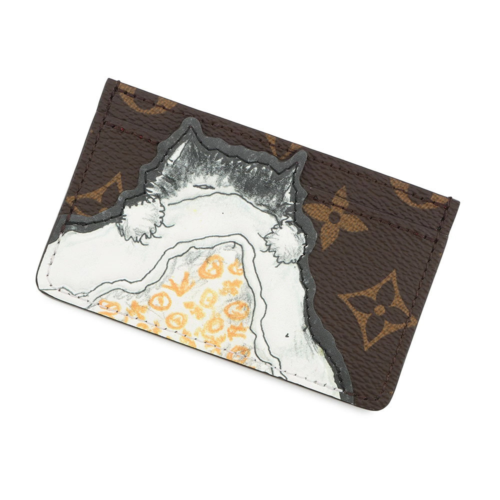 Louis Vuitton Card Case Wallet Monogram Porte Cartes Catnap Wallet Cat
